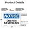Signmission Exit Sign, Plastic, 14 in W, 10 in H, Exit Path Do Not Block OS-2PACK-NS-P-1014-L-12238 - alternate 7